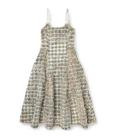 DIESEL LONG SKIRT IN DÉVORÉ HOUNDSTOOTH DENIM