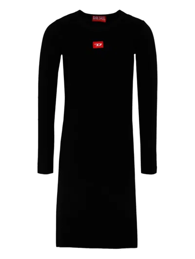 Diesel Kids' Long-sleeve Bodycon Dress In Black