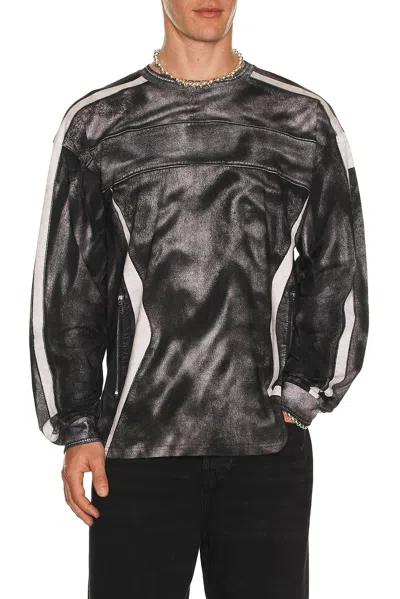 Diesel Long Sleeve Crew Neck Jacket Zipper Pockets In Gray