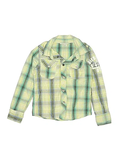 Pre-owned Diesel Kids' Long Sleeve Button Down Shirt In Green