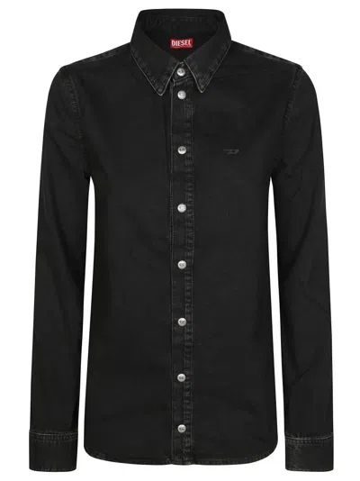 DIESEL LONG-SLEEVE BUTTON-UP SHIRT WITH CLASSIC COLLAR AND SUBTLE EMBROIDERY