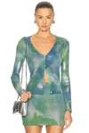 Diesel Tie-dye V-neck Cardigan In Green & Blue
