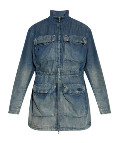 Diesel Long Sleeve Casual Jackets In Blue