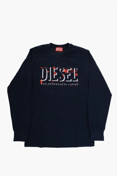 Diesel Long Sleeve Crew-neck T-shirt In Blue