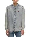 Diesel Stretch Denim Shirt With Coated Yoke In Denim