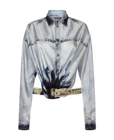 Diesel Long-sleeve Denim Shirt In Blue