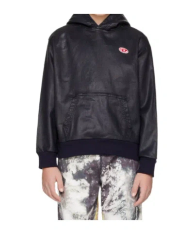 Diesel Long Sleeve Hoodie In Black
