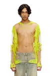 Diesel Long-sleeve Nylon T-shirt With Lyrics Print In Yellow