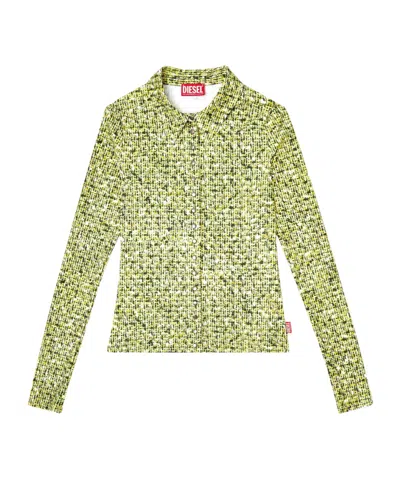 Diesel Long-sleeve Patterned Top In Green