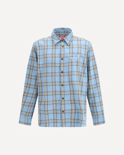Diesel Men Long-sleeve Plaid Shirt In Blue