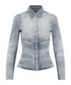 Diesel Distressed Long Sleeve Fitted Top In Gray