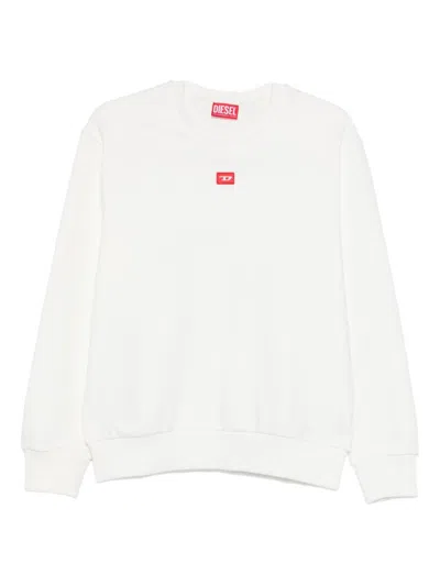 Diesel Kids D Logo Patch Crewneck Sweatshirt In White