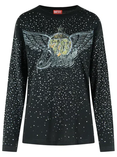 Diesel Long-sleeve Crewneck Sweater In Black