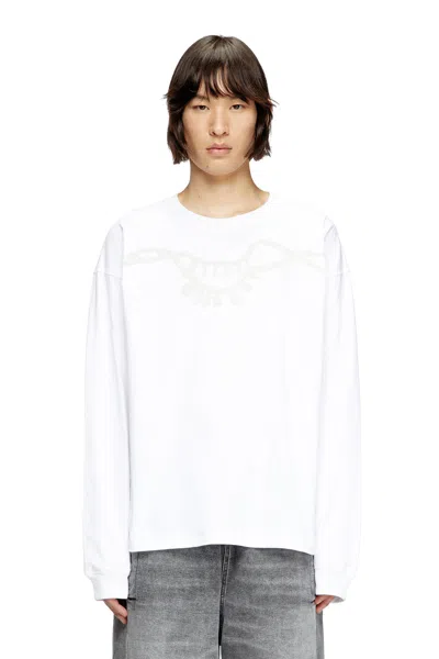 Diesel Long-sleeve T-shirt With Charm Necklace Print In White