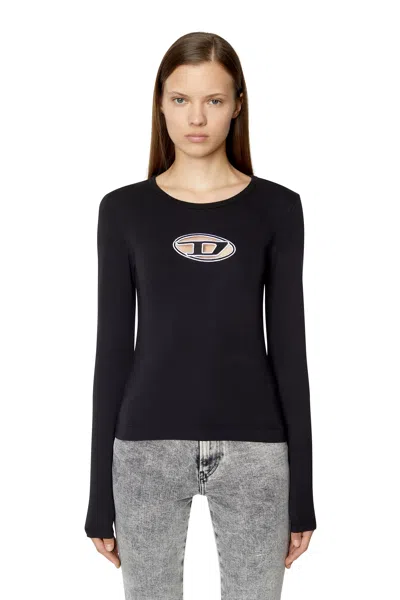 Diesel Long-sleeve T-shirt With Cut-out Logo In Black