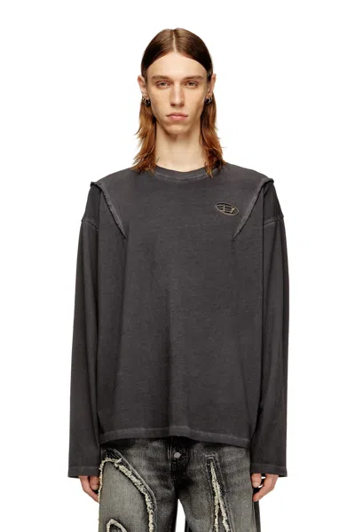 Diesel Long-sleeve T-shirt With Faded Effect In Gray