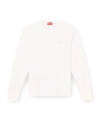 Diesel Long-sleeve T-shirt With Logo Embroidery In White