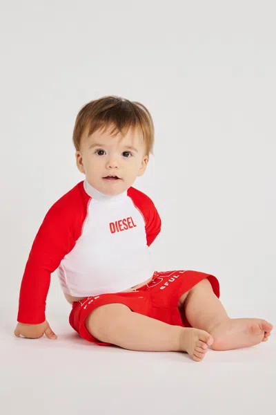 Diesel Kids' Long-sleeve T-shirt With Logo In Red