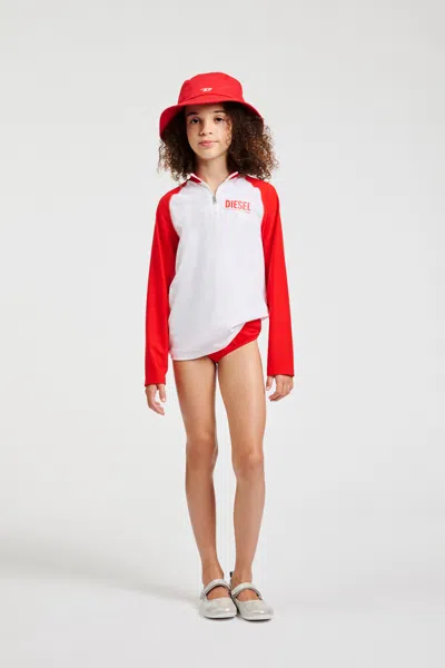 Diesel Kids' Long-sleeve T-shirt With Logo In White