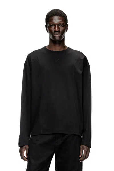 Diesel Long-sleeve T-shirt With Panels In Black