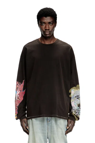 Diesel Long-sleeve T-shirt With Printed Graphics In Tobedefined