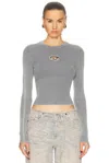 Diesel Woman Sweater Grey Size M Cotton In Ice