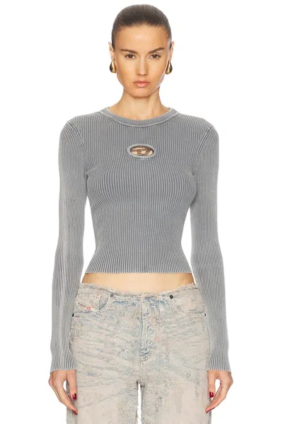 Diesel Woman Sweater Grey Size M Cotton In Gray