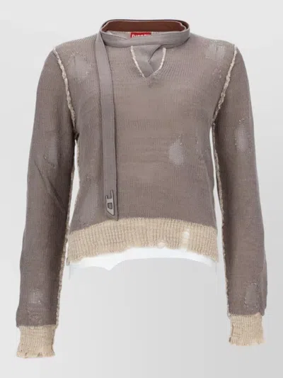 Diesel Long Sleeve Top M Dracarina Design In Brown