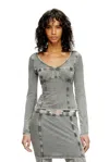 Diesel Long-sleeve Top With Denim Effect In Grey