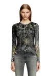 Diesel Long Sleeve Top With Jacket Print In Grey