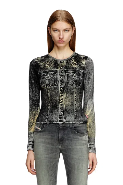 Diesel Long Sleeve Top With Jacket Print In Grey
