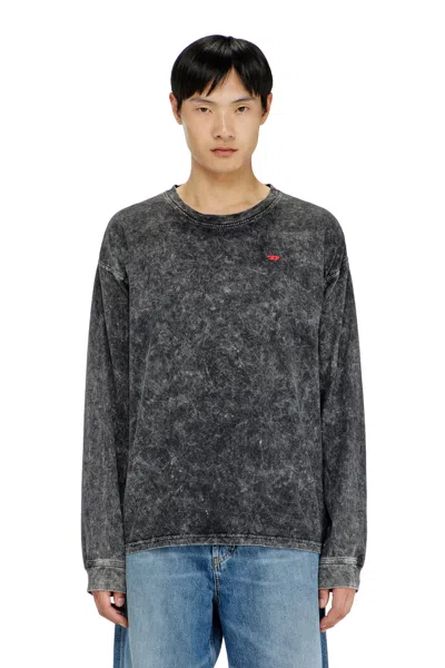 Diesel Long Sleeve Top With Treated Effect In Gray
