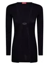 Diesel Long-sleeved Black Top With Unique Front Closure In Multi