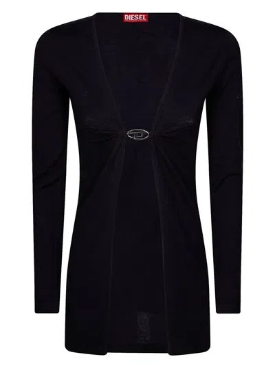 DIESEL LONG-SLEEVED BLACK TOP WITH UNIQUE FRONT CLOSURE