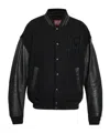 Diesel Varsity Bomber Jacket In Cotton And Leather In Black