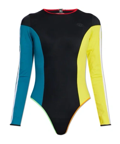 Diesel Long-sleeved Chain Swimsuit In Multi