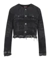 Diesel De-graffy Cropped Denim Jacket In Black