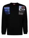 Diesel Long-sleeved Graphic T-shirt With Relaxed Fit In Black
