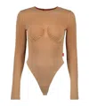 Diesel Long Sleeved Bodysuit With Bra Detail In Nude