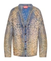 Diesel Men Printed Cotton Blend Cardigan In Nude