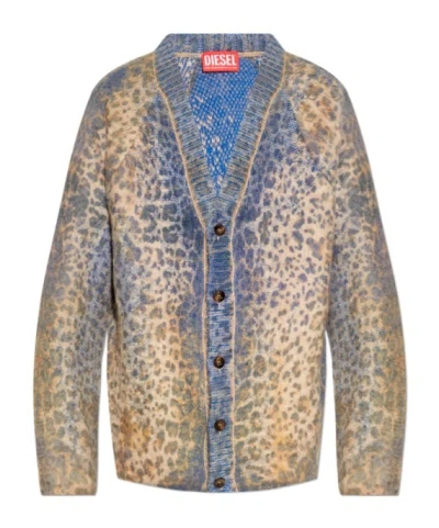 DIESEL DIESEL LEOPARD PRINTED CARDIGAN
