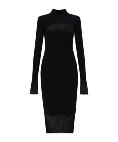 Diesel Long-sleeved Knitted Dress In Black