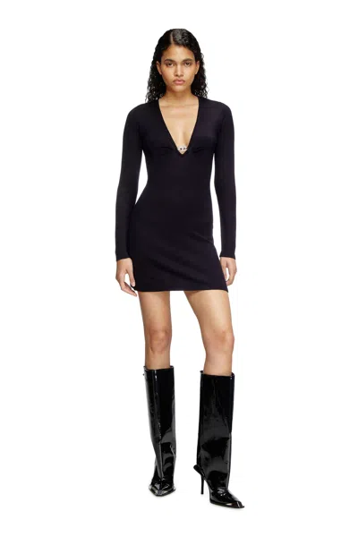 Diesel Long Sleeved Knitted Dress In Blue