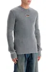 Diesel Ribbed Crew-neck Sweater With Cut-out Detail In Grey