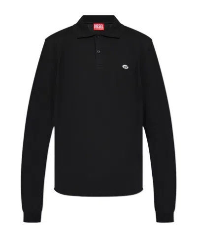 Diesel Long-sleeved Polo Shirt In Black