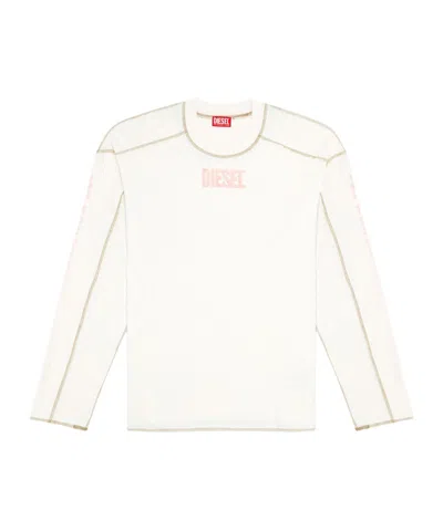Diesel Long-sleeved Reverse Effect T-shirt In White