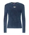 Diesel 'darin' Blue Crewneck T-shirt With Oval D Logo Cut-out On The Front
