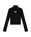 Diesel M-valari Top In Black Ribbed Stretch Jersey In Black