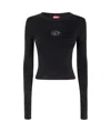 Diesel M-anchor-a Cropped Denim Sweatshirt With Cut-out Detail In Black