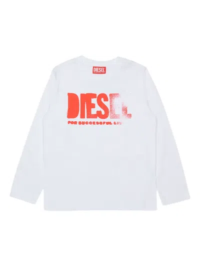 Diesel Kids' Long-sleeved Sweatshirt In White